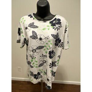 Mountain Lake Womens Medium Top Multicolor Floral Short Sleeve Casual